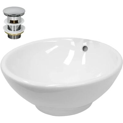 ECD Germany Runder Keramikwaschbecken - 420x420x170mm - Badezimmerarmatur ECD Germany Runder Keramikwaschbecken - 420x420x170mm - Badezimmerarmatur