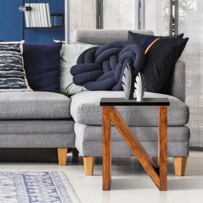 WOMO-DESIGN Mesa auxiliar Neuss forma de letra N - Madera maciza de acacia WOMO-DESIGN Mesa auxiliar Neuss forma de letra N - Madera maciza de acacia