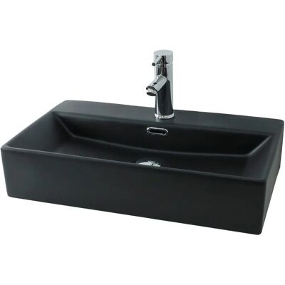 Ecd-Germany Ml-Design Quadratische Keramik-Waschtisch - Badezimmer Waschbecken - Schwarze Matt Ecd-Germany Ml-Design Quadratische Keramik-Waschtisch - Badezimmer Waschbecken - Schwarze Matt