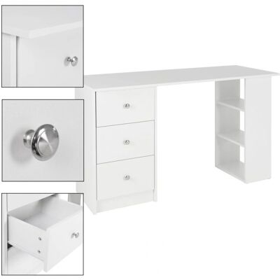 ML-Design Escritorio - 3 Cajones y 3 Estantes Blanco 120x49x72cm ML-Design Escritorio - 3 Cajones y 3 Estantes Blanco 120x49x72cm