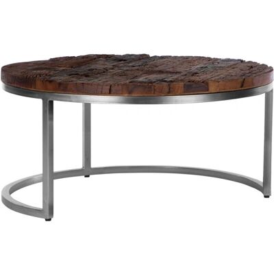 WOMO-DESIGN - Mesa de Centro Redonda Surabaya - Madera Natural/Níquel - Moderna WOMO-DESIGN - Mesa de Centro Redonda Surabaya - Madera Natural/Níquel - Moderna