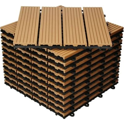 Ecd-Germany Piastrelle per Terrazza WPC 30x30cm 33-Pezzi per 3m² in Aspetto Teak - Piastrelle da Esterno Ecd-Germany Piastrelle per Terrazza WPC 30x30cm 33-Pezzi per 3m² in Aspetto Teak - Piastrelle da Esterno
