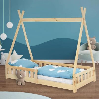 ML-Design Kinderbed - Natuurlijke dennenhout Tipi-stijl met Valbescherming - 80x160cm ML-Design Kinderbed - Natuurlijke dennenhout Tipi-stijl met Valbescherming - 80x160cm