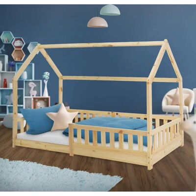 Lit enfant ML-Design en bois de pin 200x90cm avec garde-fou - Publicité Lit enfant ML-Design en bois de pin 200x90cm avec garde-fou - Publicité