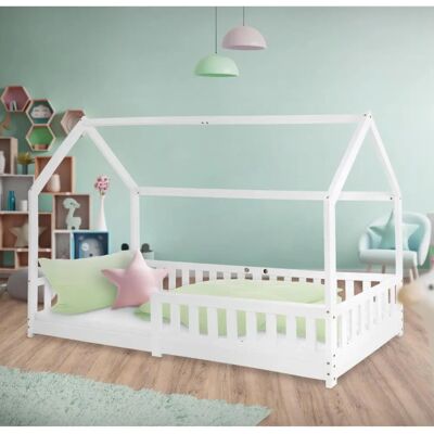 ML-DESIGN Letto Bambini - Bianco con Tetto, Protezioni, 90x200cm ML-DESIGN Letto Bambini - Bianco con Tetto, Protezioni, 90x200cm
