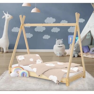 Lit Enfant ML-Design - Pin Naturel, Style Tipi, 70x140cm - Mobilier Enfant - Publicité Lit Enfant ML-Design - Pin Naturel, Style Tipi, 70x140cm - Mobilier Enfant - Publicité