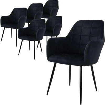 ECD Germany Velours Esszimmerstühle Set aus 6 - Skandinavischer Stil - Metallfüße ECD Germany Velours Esszimmerstühle Set aus 6 - Skandinavischer Stil - Metallfüße