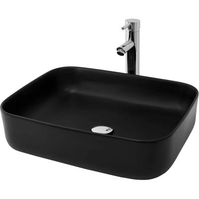 Lavabo rectangulaire en céramique noir mat ML-Design - Salle de bain ou WC invité - Publicité Lavabo rectangulaire en céramique noir mat ML-Design - Salle de bain ou WC invité - Publicité