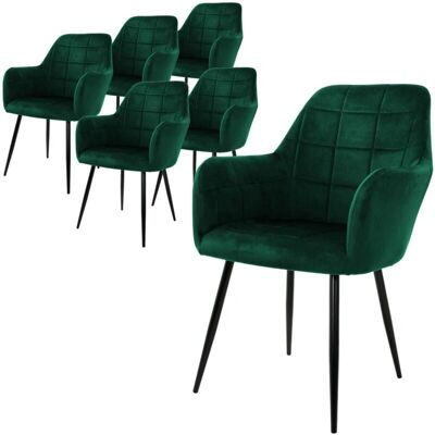 ML-DESIGN ECD Germany Zestaw 6 Krzeseł do Jadalni z Aksamitu Ciemnozielony ML-DESIGN ECD Germany Zestaw 6 Krzeseł do Jadalni z Aksamitu Ciemnozielony