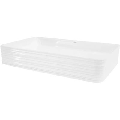 ML-Design Lavabo rectangulaire en céramique - Mur ou comptoir - Publicité ML-Design Lavabo rectangulaire en céramique - Mur ou comptoir - Publicité