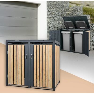 ML-Design Cobertizo Doble para Basura - Resistente en Acero ML-Design Cobertizo Doble para Basura - Resistente en Acero