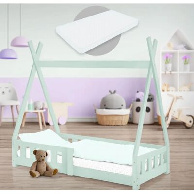 ML-Design Menthol Groen Kinder Tipi Bed met Matras - Kinderbed ML-Design Menthol Groen Kinder Tipi Bed met Matras - Kinderbed