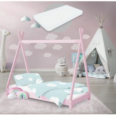 ML-Design Roze Tipi Kinderbed met Schuimmatras - Kinderbed ML-Design Roze Tipi Kinderbed met Schuimmatras - Kinderbed