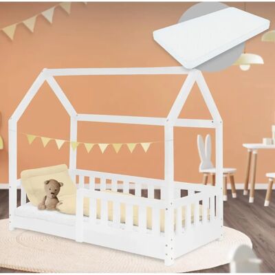 Lit Enfant ML-Design avec Toit & Matelas - 70x140cm Maison Sécurisée - Publicité Lit Enfant ML-Design avec Toit & Matelas - 70x140cm Maison Sécurisée - Publicité
