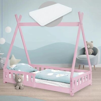 ML-Design Roze Tipi Kinderbed met Matras - Kinderbed ML-Design Roze Tipi Kinderbed met Matras - Kinderbed