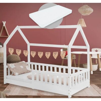 Lit pour enfants ML-DESIGN avec toit, blanc, 80x160cm, barres de sécurité - Publicité Lit pour enfants ML-DESIGN avec toit, blanc, 80x160cm, barres de sécurité - Publicité