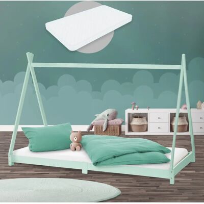 ML Design Kinderbed - Dennen Tipi Frame, Hypoallergeen Schuimmatras ML Design Kinderbed - Dennen Tipi Frame, Hypoallergeen Schuimmatras