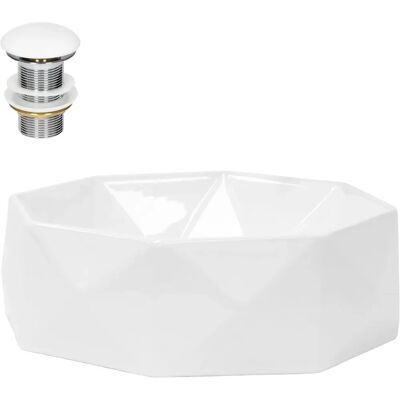 Lavabo en Céramique en Forme de Diamant - ML-Design Moderne - Publicité Lavabo en Céramique en Forme de Diamant - ML-Design Moderne - Publicité