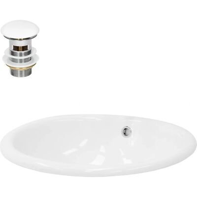 Lavabo Ovale en Céramique ML-Design - Haute Qualité & Facile à Installer - Publicité Lavabo Ovale en Céramique ML-Design - Haute Qualité & Facile à Installer - Publicité