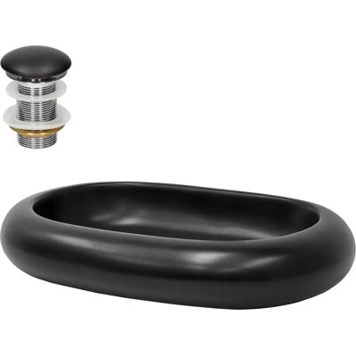 Lavabo ovale en céramique noire ML-Design - Salle de bain moderne - Publicité Lavabo ovale en céramique noire ML-Design - Salle de bain moderne - Publicité