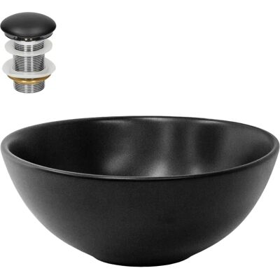 Lavabo rond en céramique noire mate ML-Design - Gain de place - Publicité Lavabo rond en céramique noire mate ML-Design - Gain de place - Publicité