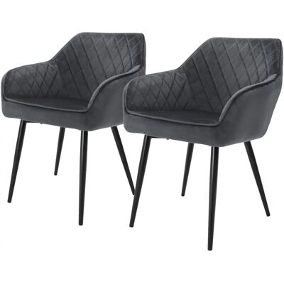 ML-Design Zestaw 2 Fotelii z Aksamitu w Kolorze Antracytowym - Fotele ML-Design Zestaw 2 Fotelii z Aksamitu w Kolorze Antracytowym - Fotele