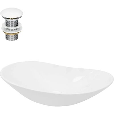 ECD Germany Keramik Ovalwaschbecken 640x365x130 mm - Modernes Platzsparendes Design ECD Germany Keramik Ovalwaschbecken 640x365x130 mm - Modernes Platzsparendes Design