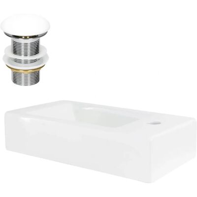 Lavabo en céramique ML-Design 46x26x11 cm Blanc Moderne Économiseur d'espace mural ou sur comptoir - Publicité Lavabo en céramique ML-Design 46x26x11 cm Blanc Moderne Économiseur d'espace mural ou sur comptoir - Publicité