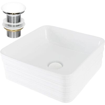 ML-Design Lavabo Carré en Céramique - Style Moderne Minimaliste - Publicité ML-Design Lavabo Carré en Céramique - Style Moderne Minimaliste - Publicité