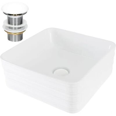 ML-Design Lavabo Cuadrado de Cerámica - Estilo Moderno Minimalista ML-Design Lavabo Cuadrado de Cerámica - Estilo Moderno Minimalista