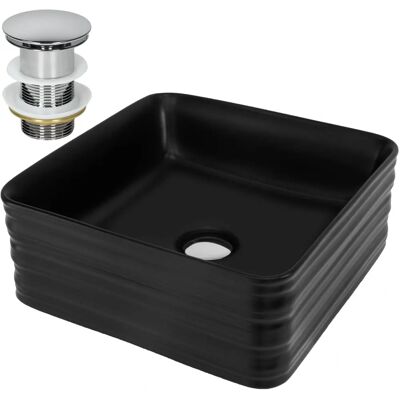 Lavabo carré en céramique noire mate ML-Design - Design moderne - Publicité Lavabo carré en céramique noire mate ML-Design - Design moderne - Publicité