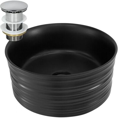 ML-Design Moderner Schwarzer Runder Keramikwaschbecken - Badezimmerbecken ML-Design Moderner Schwarzer Runder Keramikwaschbecken - Badezimmerbecken