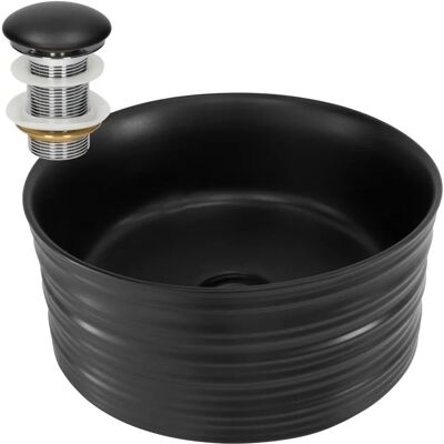 ML-Design Lavabo en Céramique Noir Mat Rond - Lavabo de Salle de Bain - Publicité ML-Design Lavabo en Céramique Noir Mat Rond - Lavabo de Salle de Bain - Publicité