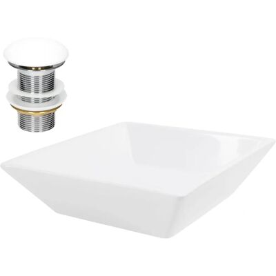 Lavabo carré en céramique blanc ML-Design 41x41x12 cm - Publicité Lavabo carré en céramique blanc ML-Design 41x41x12 cm - Publicité
