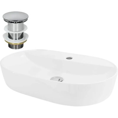 ML-Design Keramikwaschbecken 60x40x12cm Weiß Oval Modern ML-Design Keramikwaschbecken 60x40x12cm Weiß Oval Modern