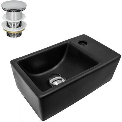 ML-Design Lavabo en Céramique Noir Mat Mur ou Sur Plan - Économise Espace - Publicité ML-Design Lavabo en Céramique Noir Mat Mur ou Sur Plan - Économise Espace - Publicité