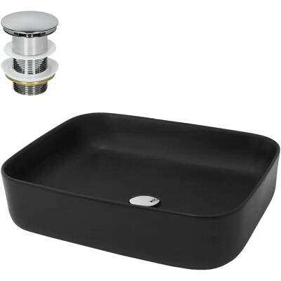 Lavabo Rectangulaire en Céramique Noire Mate - ML-Design 510x405x135mm - Publicité Lavabo Rectangulaire en Céramique Noire Mate - ML-Design 510x405x135mm - Publicité