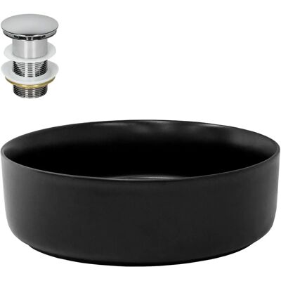 ML-Design Rund Keramik-Waschtisch - Mattschwarz - Standard-Abflussset - Platzsparend ML-Design Rund Keramik-Waschtisch - Mattschwarz - Standard-Abflussset - Platzsparend