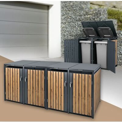 ML-DESIGN Abfallsbox für 4 Container - Stahl Anthrazit ML-DESIGN Abfallsbox für 4 Container - Stahl Anthrazit
