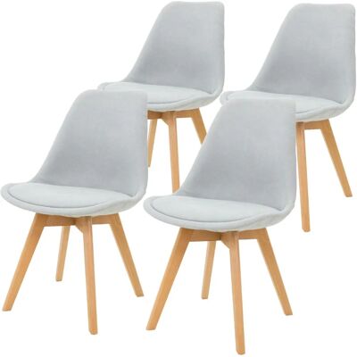 ML-DESIGN Set van 4 Grijze Linnen Eetkamerstoelen - Eetkamerstoelen ML-DESIGN Set van 4 Grijze Linnen Eetkamerstoelen - Eetkamerstoelen