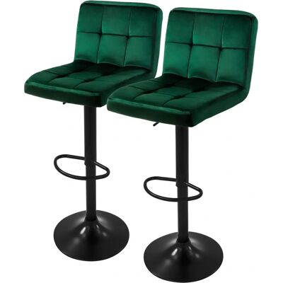 ML-Design Fluwelen Barkrukken - Verstelbare Hoogte, Groen ML-Design Fluwelen Barkrukken - Verstelbare Hoogte, Groen