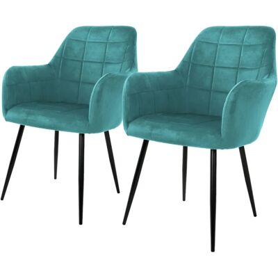 ML-DESIGN Lot de 2 Chaises de Salle à Manger - Velours Bleu Petrolio - Publicité ML-DESIGN Lot de 2 Chaises de Salle à Manger - Velours Bleu Petrolio - Publicité