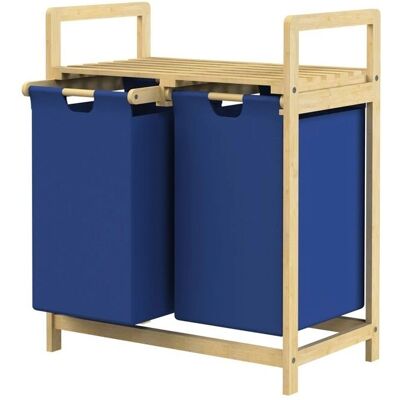 ML-Design Kosz na Pranie z Bambusa z 2 Przedziałami - 60L ML-Design Kosz na Pranie z Bambusa z 2 Przedziałami - 60L