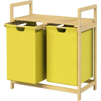 ML-DESIGN Bambusowy kosz na pranie z 2 przegrodami - 60L ML-DESIGN Bambusowy kosz na pranie z 2 przegrodami - 60L