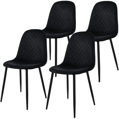 ML-DESIGN 4 Czarnych Krzeseł z Aksamit - Krzesła Jadalniane ML-DESIGN 4 Czarnych Krzeseł z Aksamit - Krzesła Jadalniane