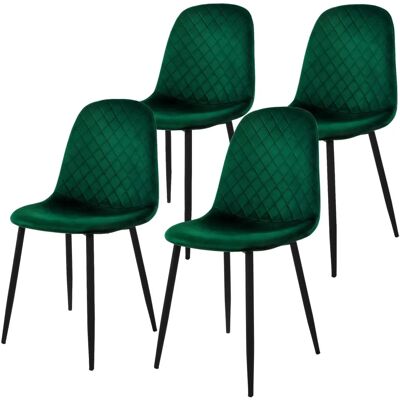 Zestaw 4 Krzeseł do Jadalni z Aksamit w Ciemnoszarym - Ergonomiczne i Stabilne Zestaw 4 Krzeseł do Jadalni z Aksamit w Ciemnoszarym - Ergonomiczne i Stabilne