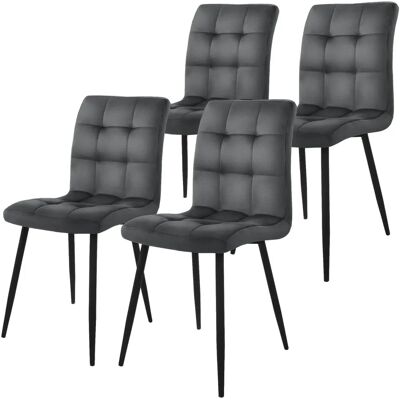 ML-Design Juego de 4 Sillas de Comedor de Terciopelo - Antracita - Estilo Moderno ML-Design Juego de 4 Sillas de Comedor de Terciopelo - Antracita - Estilo Moderno