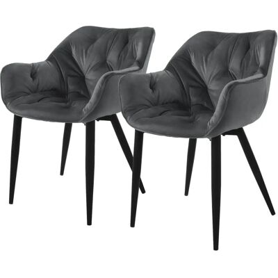 ML-Design Zestaw 2 Krzeseł do Jadalni - Aksamit Antracytowy - Ergonomiczne ML-Design Zestaw 2 Krzeseł do Jadalni - Aksamit Antracytowy - Ergonomiczne