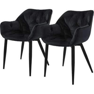 ML-DESIGN Ensemble 2 Chaises Velours Noire - Salle à Manger & Salon - Publicité ML-DESIGN Ensemble 2 Chaises Velours Noire - Salle à Manger & Salon - Publicité