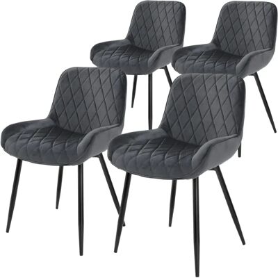 ML-Design Conjunto 4 Sillas de Comedor - Terciopelo, 81cm, Bordado de Diamantes ML-Design Conjunto 4 Sillas de Comedor - Terciopelo, 81cm, Bordado de Diamantes